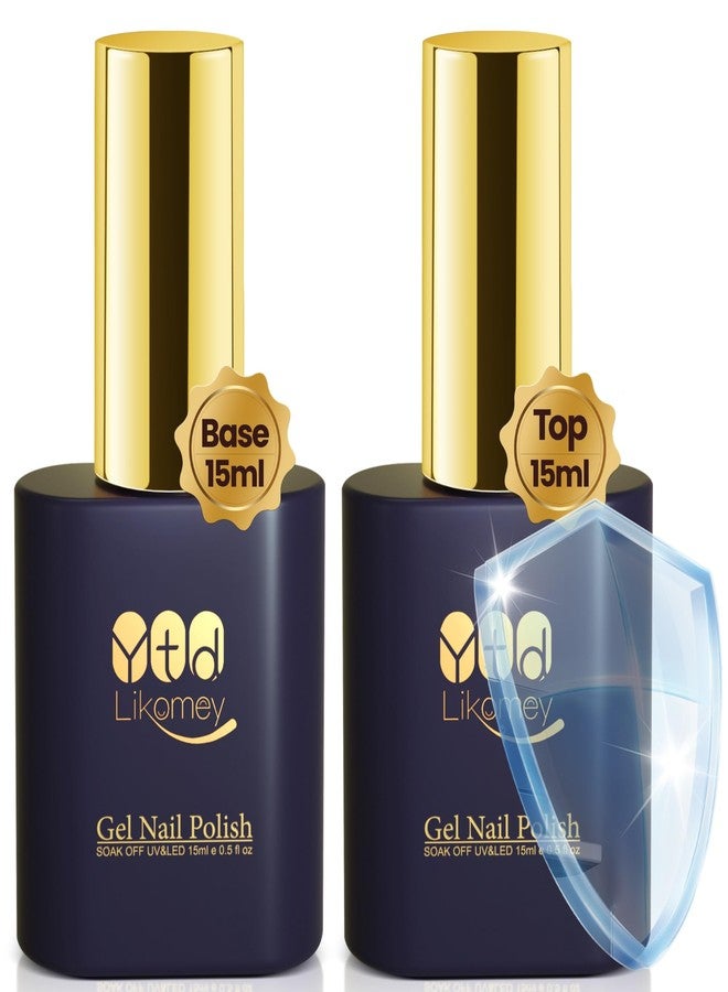 YTD Likomey Gel Nail Polish Base and Top Coat Set,2 Pcs 15ml Shine Gloss Nail Gel No Wipe Top Coat and Base Coat Kit - Image 1