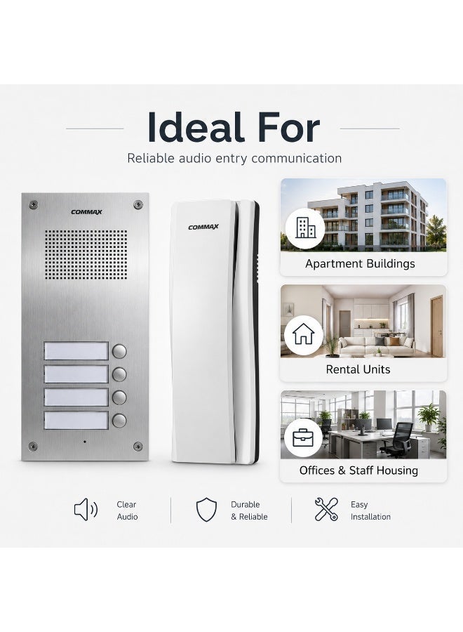 COMMAX Audio Door Intercom System for 4 Apartments - Image 2