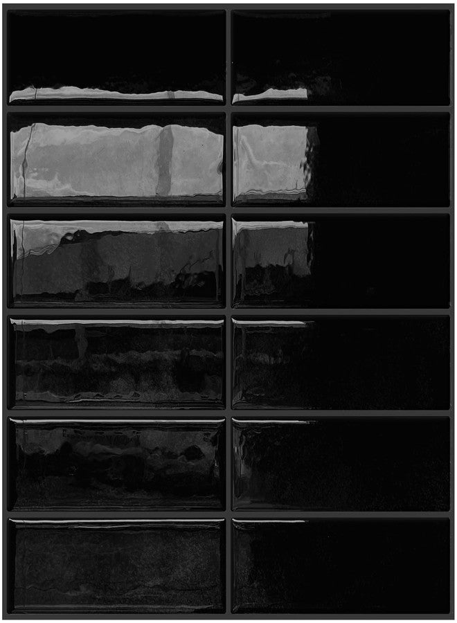 DEWOO Black Rectangle Peel and Stick Subway Backsplash Self Adhesive Wall Tile Stickers for Kitchen Bathroom Brick (10-Sheet, 12"×12") - Image 1