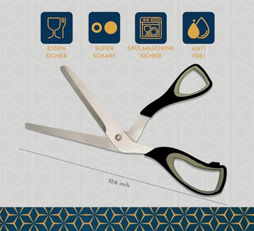 Raafi Grey Sharp Pizza Scissors Cutter with Food Grade Safe Blades. Better than Pizza Roller. Professional Pizza Cutter Scissors to Cut Pizza Like a Pro Without Removing Topping - Image 2