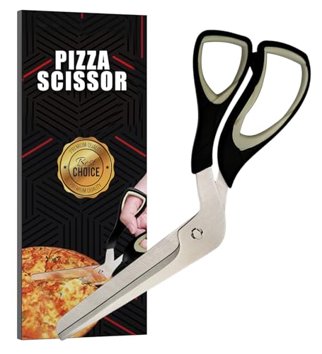 Raafi Grey Sharp Pizza Scissors Cutter with Food Grade Safe Blades. Better than Pizza Roller. Professional Pizza Cutter Scissors to Cut Pizza Like a Pro Without Removing Topping - Image 1