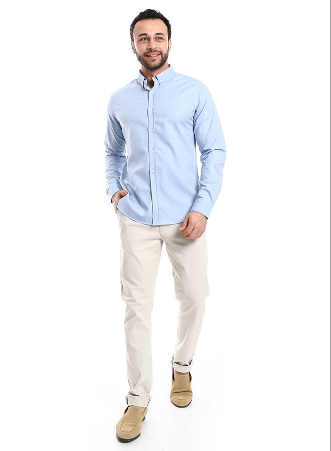Andora Casual Heather Sky Blue Long Sleeves Shirt_Blue  - Image 1