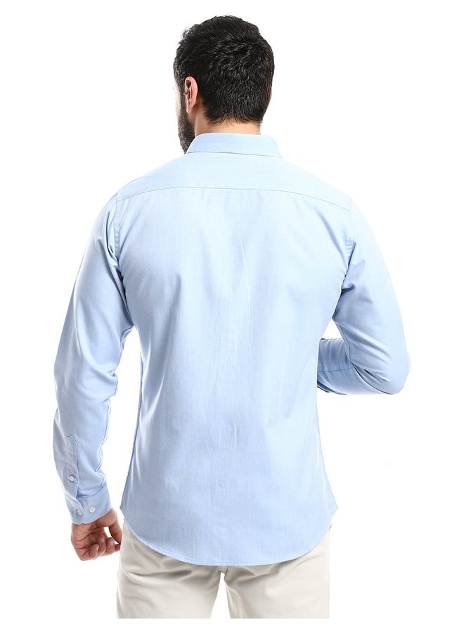 Andora Casual Heather Sky Blue Long Sleeves Shirt_Blue  - Image 3