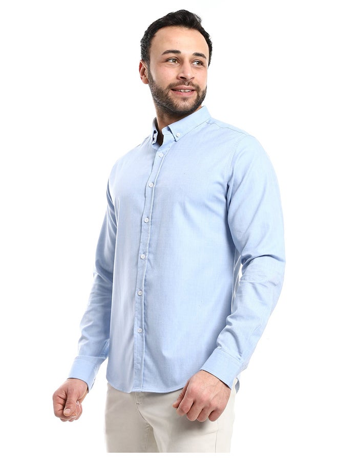Andora Casual Heather Sky Blue Long Sleeves Shirt_Blue  - Image 4