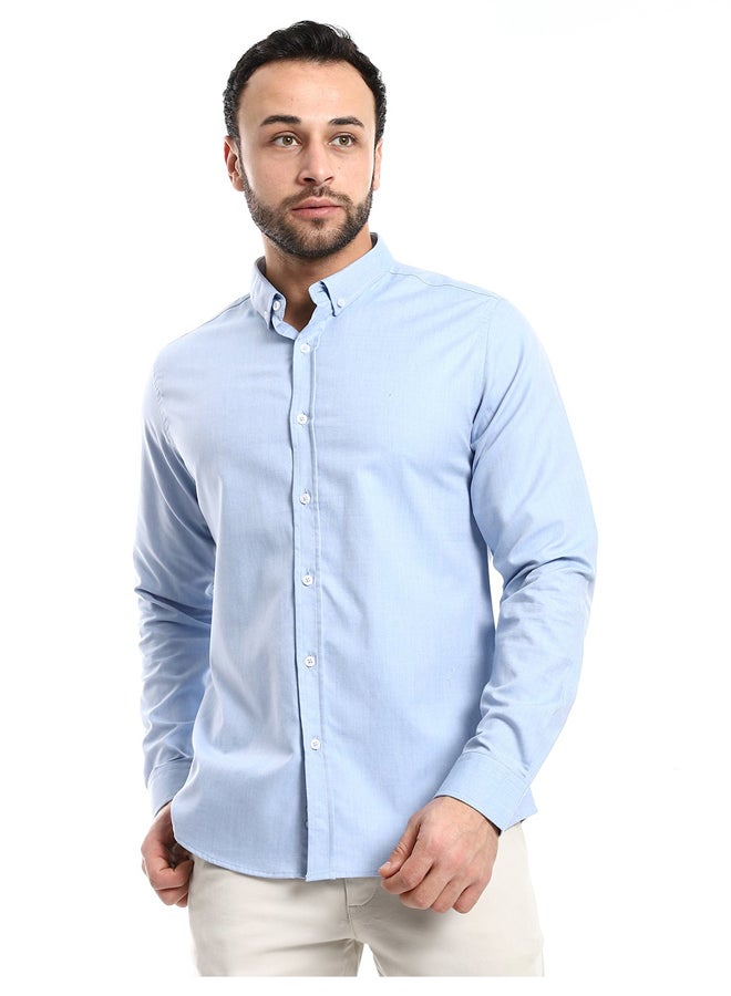 Andora Casual Heather Sky Blue Long Sleeves Shirt_Blue  - Image 5