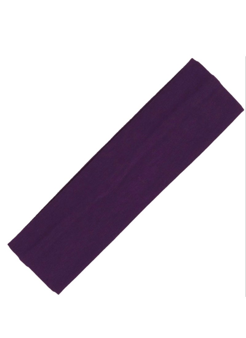 Generic Extra Wide 7cm Plain Stretch Unisex Soft Yoga Headband (Dark Purpel)  - Image 1