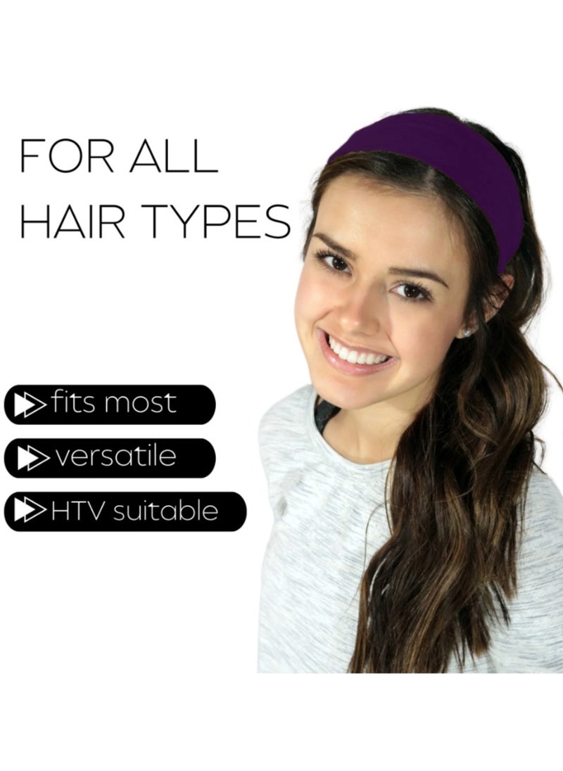 Generic Extra Wide 7cm Plain Stretch Unisex Soft Yoga Headband (Dark Purpel)  - Image 3
