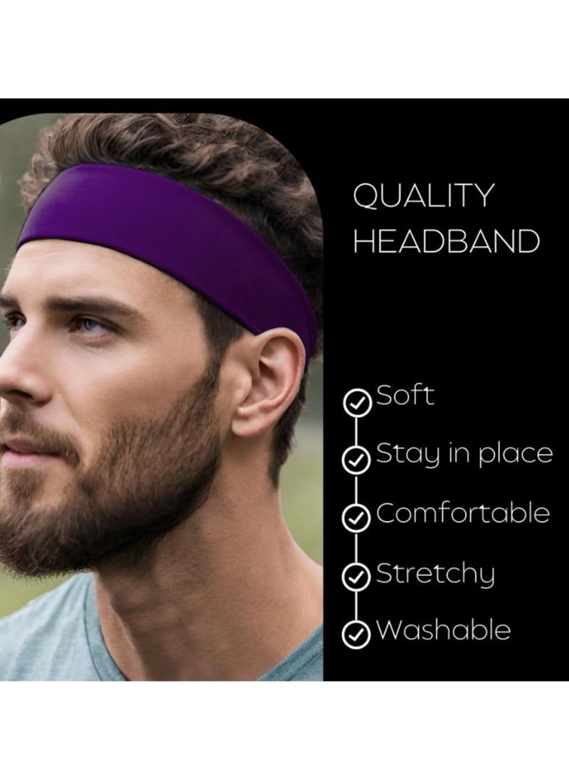 Generic Extra Wide 7cm Plain Stretch Unisex Soft Yoga Headband (Dark Purpel)  - Image 4