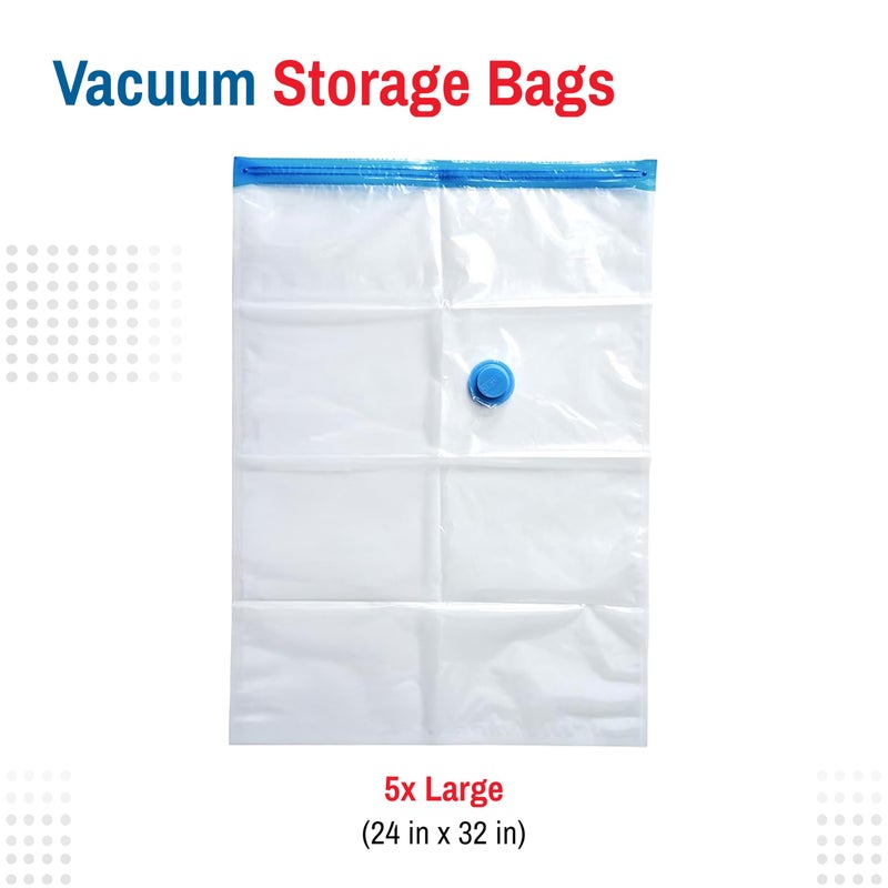 Spacesaver 5 Pack Large Vacuum Storage Bags for Comforters, Blankets & Clothes â€“ Vacuum Sealed Compression Bags with Hand Pump â€“ Space Saver Storage Bags for Bedding, Moving, Travel & Organization - Image 3