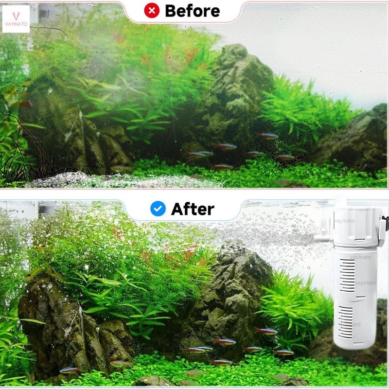 VAYINATO فلتر داخلي غاطس 4 في 1 (BL-99E | 18W | 1000L/Hr | مثالي لخزان 2 قدم) | تدفق قابل للتعديل | هادئ للغاية (أبيض) - Image 5