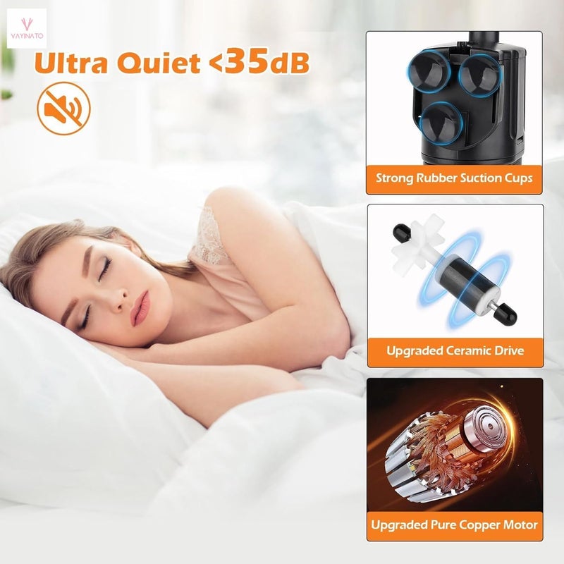 VAYINATO فلتر داخلي غاطس 4 في 1 (BL-99E | 18W | 1000L/Hr | مثالي لخزان 2 قدم) | تدفق قابل للتعديل | هادئ للغاية (أبيض) - Image 4