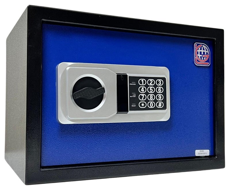 LOTFY GROUP LG Safebox Code- 25NEK- 25*35*25CM- Blue Colour- Home Office Safe Box- Electronic Lock- Key Lock - Image 1