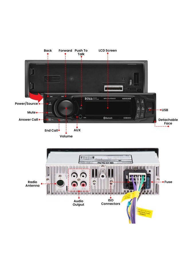 BOSS AUDIO SYSTEMS 625UAB Single DIN Car Stereo with Bluetooth - No CD DVD Player, AM/FM Radio Receiver, Aux Input, USB - Image 2