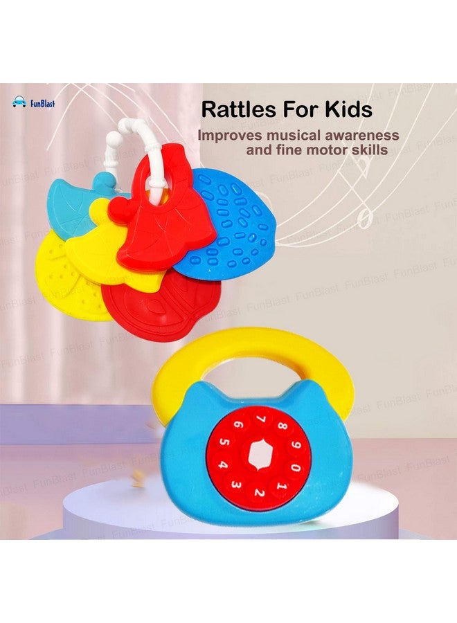 فنبلاست خشخيشة FunBlast للأطفال - ألعاب خشخيشة للأطفال الرضع والأطفال الصغار، لعبة خشخيشة تصدر أصواتًا للأطفال حديثي الولادة، ألعاب للأطفال الرضع، ألعاب التنمية المبكرة للأطفال بعمر 3 أشهر فما فوق (عبوة من 4 قطع) - Image 2