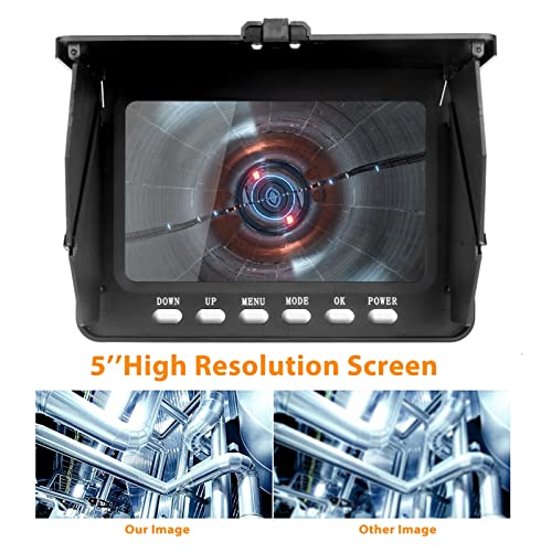 KAOLALI Endoscope Camera with Light Endoscope Sewer Pipeline Inspection Camera 6 LED Light with DVR Function and Snake Cable 5” high Resolution Screen Waterproof for Home Pipe Sewer Plumbing - Image 2