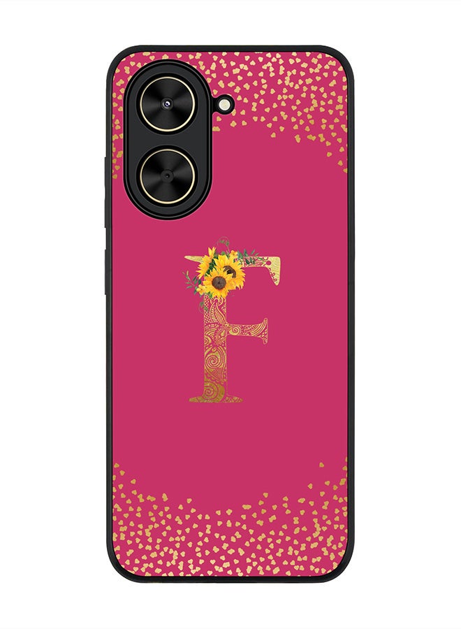 Stylizedd For Xiaomi Poco C71 / Redmi A5 4G Case,Slim fit Camera Protection, Shockproof Thin Phone cover  - Custom Floral Monogram - F ( Deep Pink )