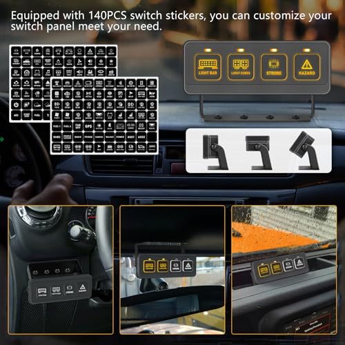 Muto-Beam Wireless 4 Gang Switch Panel, Muto-Beam Multifunction Remote Control Switch Panel Auxiliary Universal Circuit Control Box with 4 Modes Strobe Memory Relay System for Truck SXS UTV ATV Car RV Boat - Image 4
