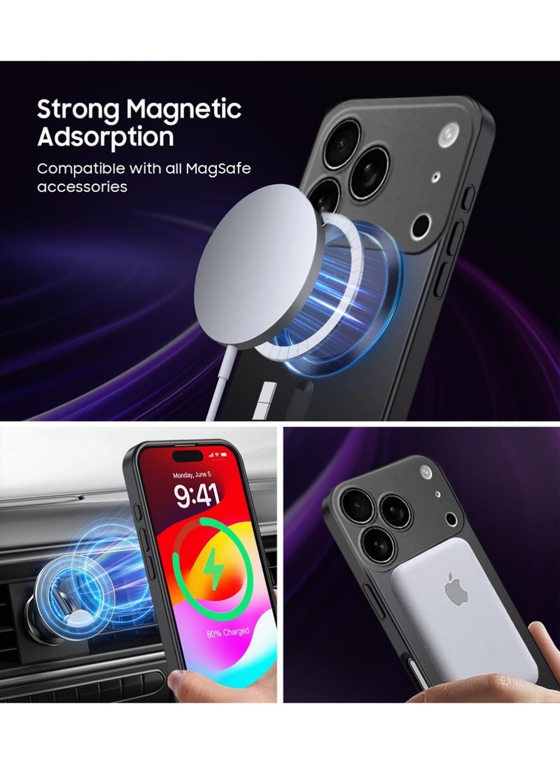 Magnetic Case for iPhone 17 Pro with Camera Lens Protector, Compatible with MagSafe, Full Protection Slim Anti - Scratch Soft TPU Bumper Phone Case for iPhone 17 Pro 6.3 Black - Image 2