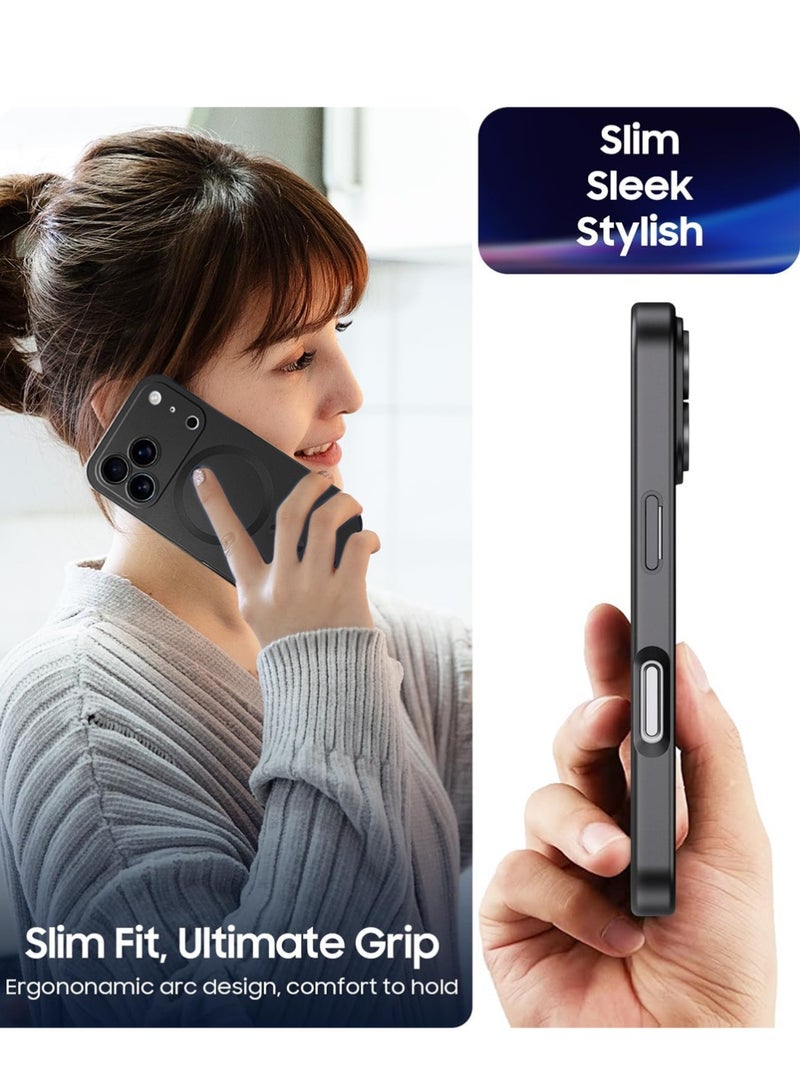 Magnetic Case for iPhone 17 Pro with Camera Lens Protector, Compatible with MagSafe, Full Protection Slim Anti - Scratch Soft TPU Bumper Phone Case for iPhone 17 Pro 6.3 Black - Image 5