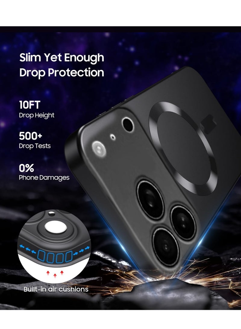 Magnetic Case for iPhone 17 Pro with Camera Lens Protector, Compatible with MagSafe, Full Protection Slim Anti - Scratch Soft TPU Bumper Phone Case for iPhone 17 Pro 6.3 Black - Image 3