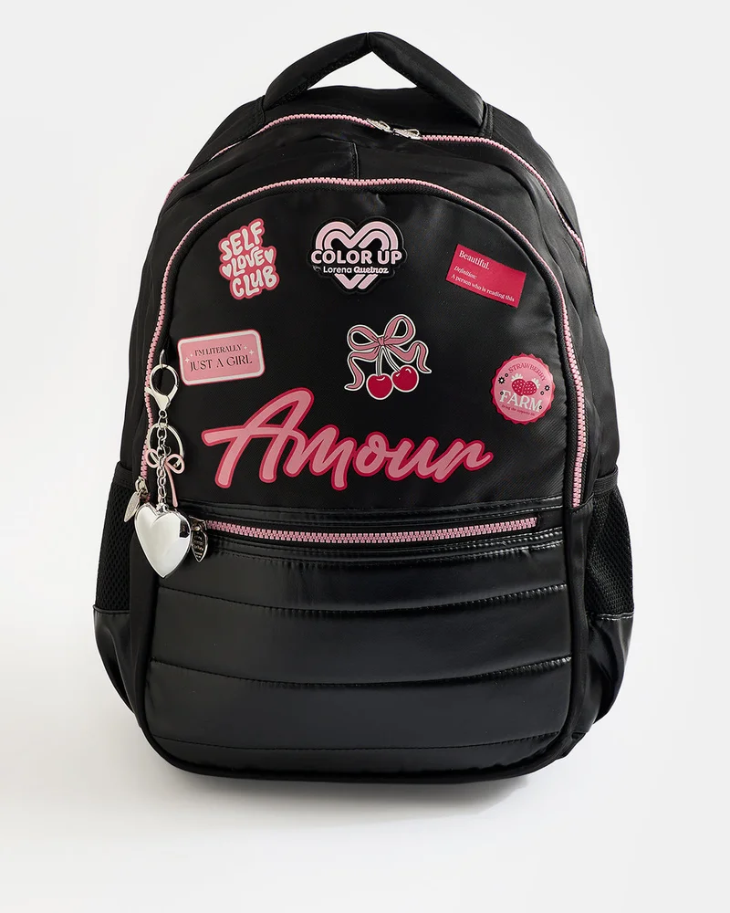 REDTAG Black Teen Twill Backpack
