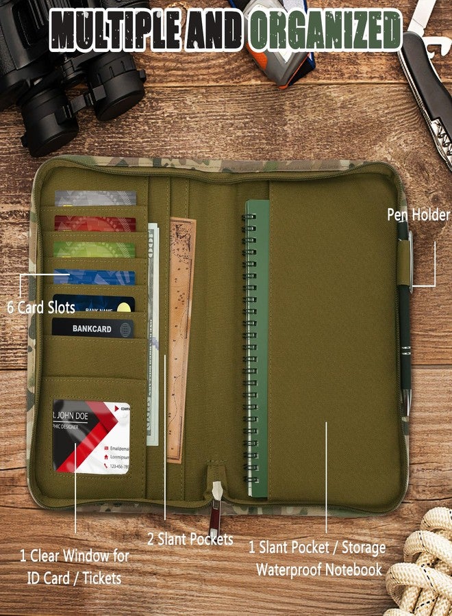 CUGBO 7PC Waterproof Notebook Set, Zippered Tactical Army Military Notebooks Padfolio Organizer with 5pc All-Weather Top-Spiral A5 Stone Paper Notepads and Pen for Outdoor Activities Recording Hiking - Image 3