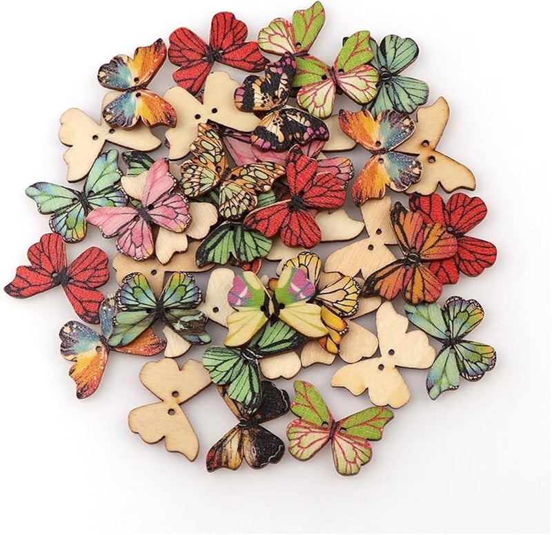 Antique Silver 500PCS 2 Holes Colorful Wooden Buttons for Sewing Crafts - Image 5