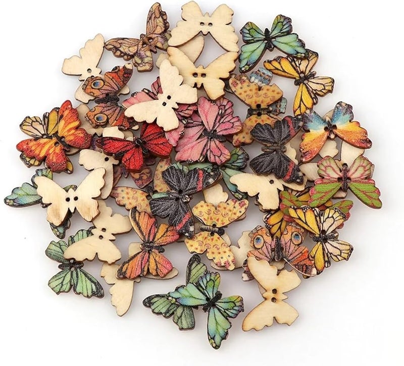 Antique Silver 500PCS 2 Holes Colorful Wooden Buttons for Sewing Crafts - Image 2