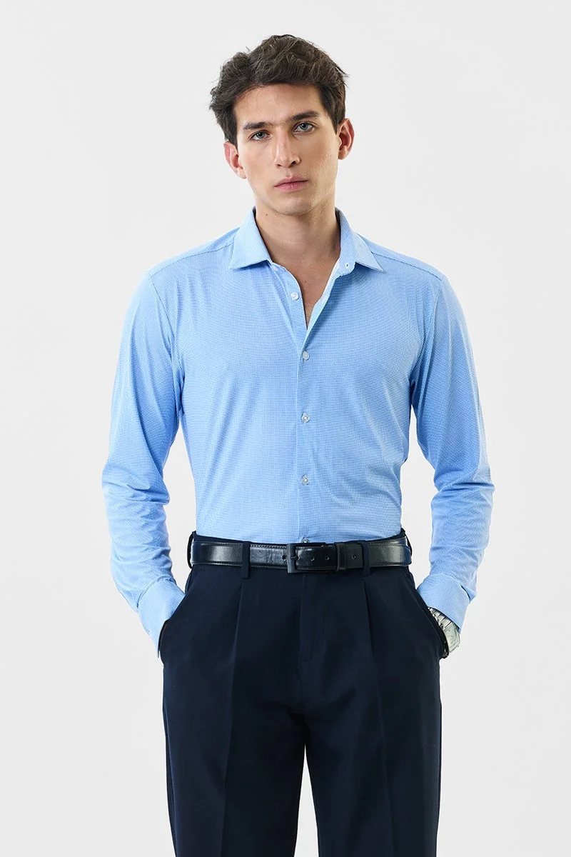 SNITCH Light Blue Striped Long Sleeve Slim Fit Shirt