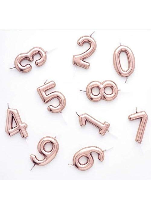 Balloonistics - Balloonistics Number 7 Rose Gold Birthday Candle – Gold Number Candle on Stick – Elegant Number Candles for Birthday Anniversary Wedding Party Pack of 1 - Image 1