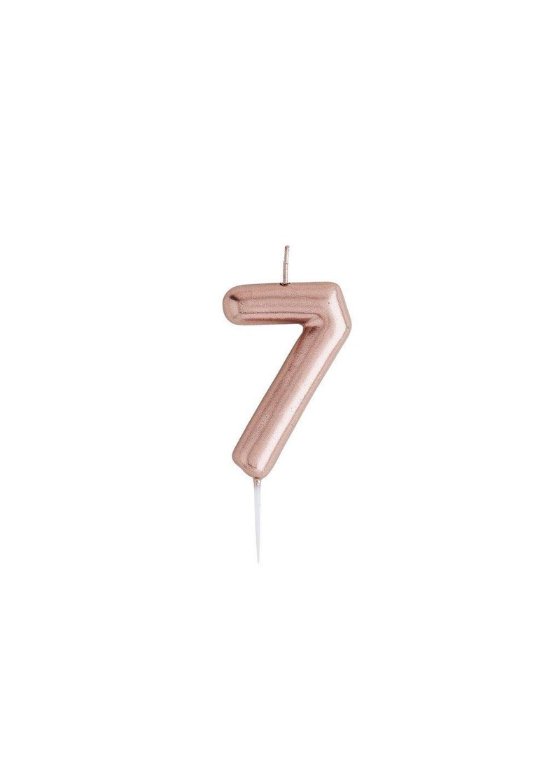 Balloonistics - Balloonistics Number 7 Rose Gold Birthday Candle – Gold Number Candle on Stick – Elegant Number Candles for Birthday Anniversary Wedding Party Pack of 1 - Image 1