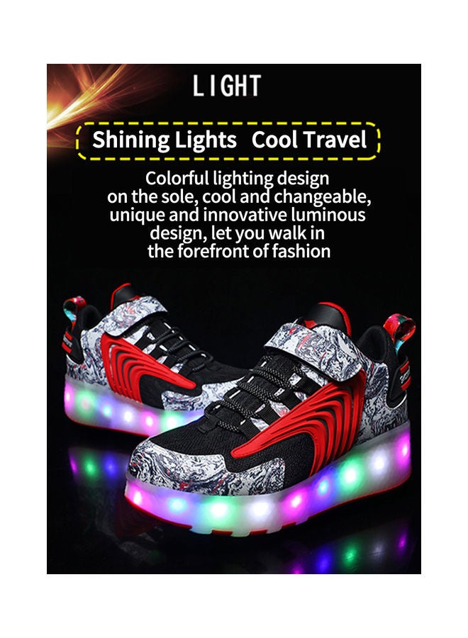Loquat The New Trend Of Children's LED Light Up Rechargeable Luminous Double Wheel Heelys Skates, Breathable Youth Student Sports Shoes - Image 3