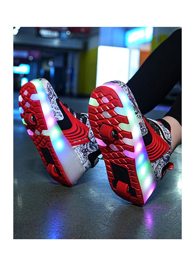 Loquat The New Trend Of Children's LED Light Up Rechargeable Luminous Double Wheel Heelys Skates, Breathable Youth Student Sports Shoes - Image 4