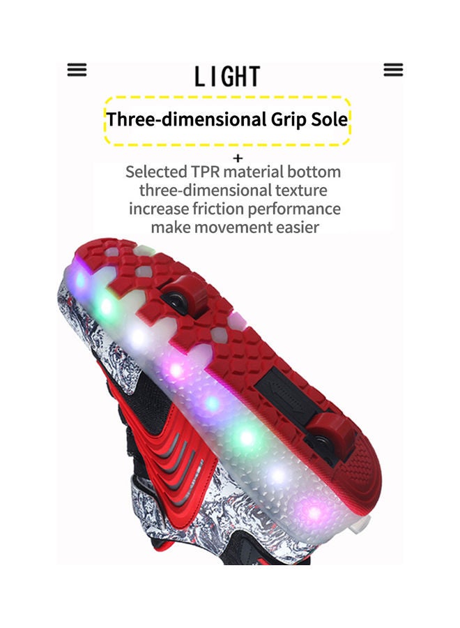 Loquat The New Trend Of Children's LED Light Up Rechargeable Luminous Double Wheel Heelys Skates, Breathable Youth Student Sports Shoes - Image 2