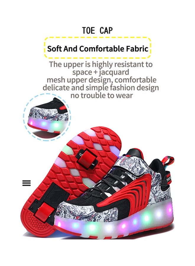 Loquat The New Trend Of Children's LED Light Up Rechargeable Luminous Double Wheel Heelys Skates, Breathable Youth Student Sports Shoes - Image 5