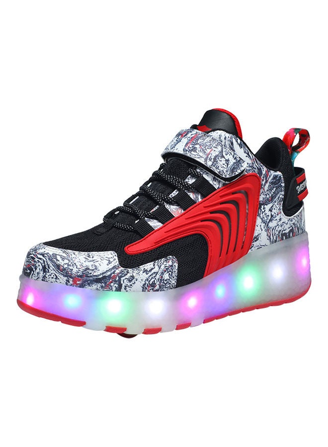 Loquat The New Trend Of Children's LED Light Up Rechargeable Luminous Double Wheel Heelys Skates, Breathable Youth Student Sports Shoes - Image 1