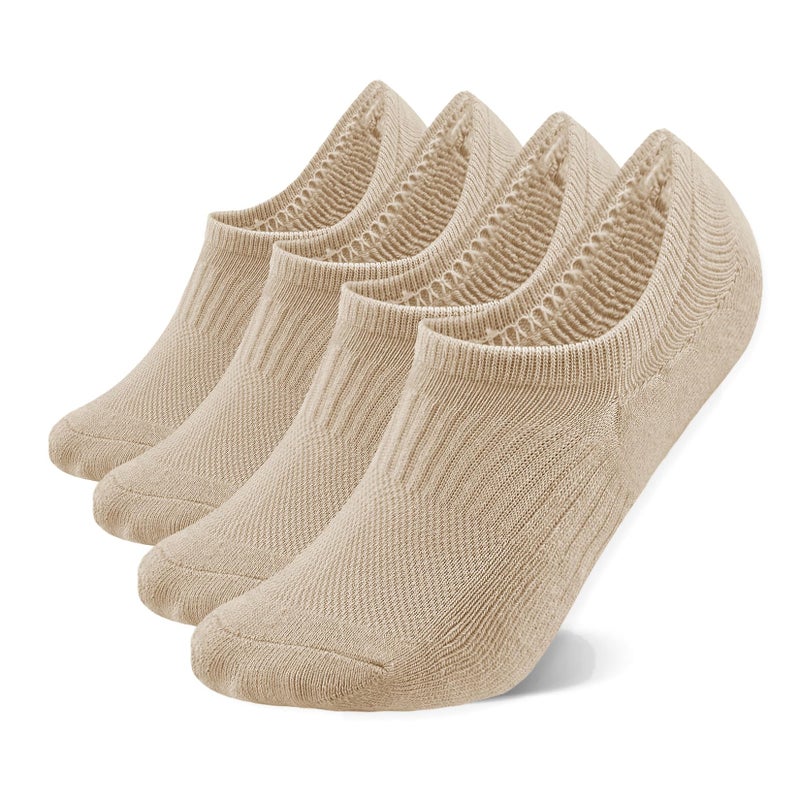 EPEIUS Thick No Show Socks for Women Athletic Ankle Socks Cushioned Running Low Cut Non Slip Footies Nude 4 Pairs 5-8 M - Image 1