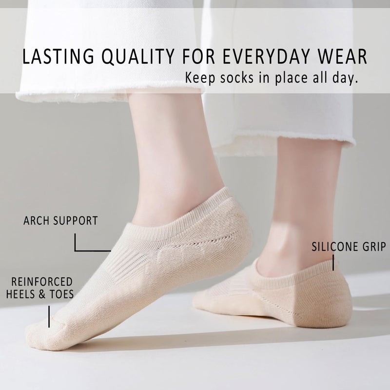 EPEIUS Thick No Show Socks for Women Athletic Ankle Socks Cushioned Running Low Cut Non Slip Footies Nude 4 Pairs 5-8 M - Image 4