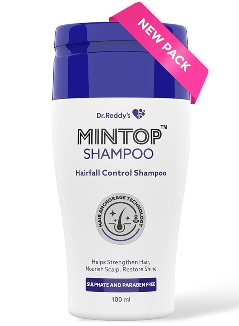 Dr. Reddy's Mintop Shampoo for Hair Fall Control Fortified with Procapil and Redensyl Helps increase hair shine softness Sulphate free Helps strengthen hair roots 100 mL - Image 1