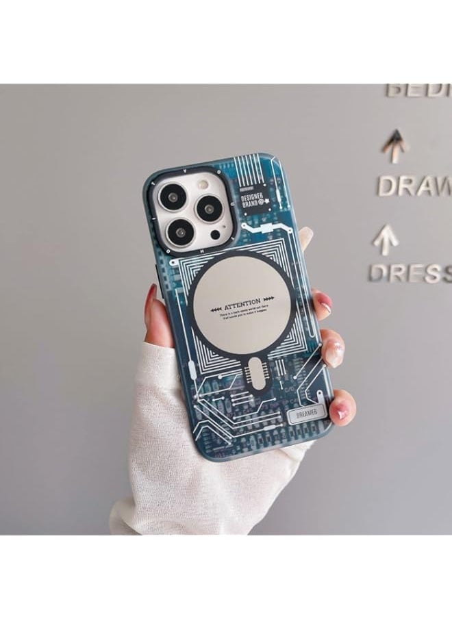 BGM - Iphone 13 and 14 Series magnetic Phone case Cover IMD Circuit Board Design pattern 3D Back Hard Shockproof Cases (14 PRO) - Image 1