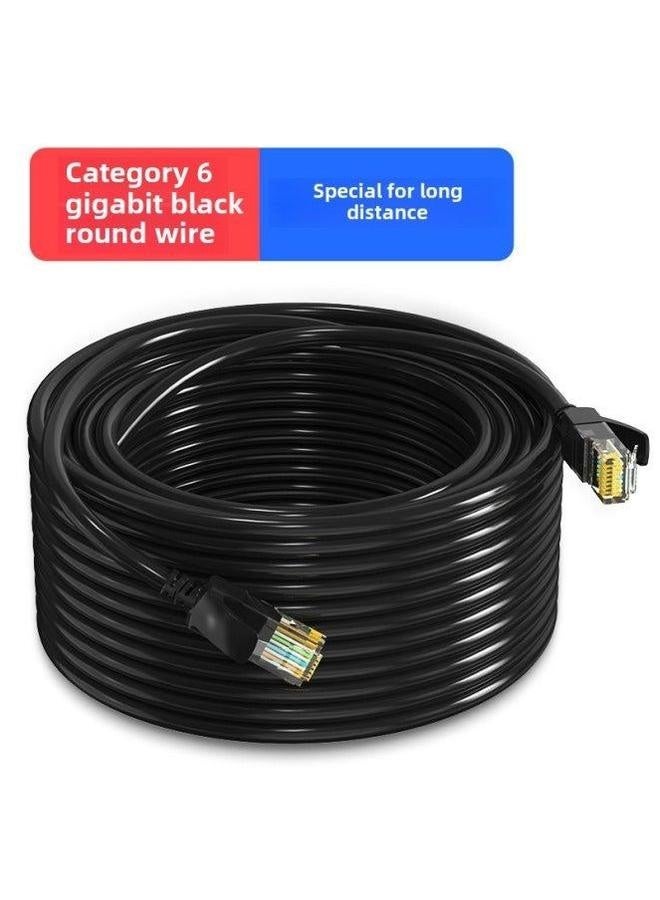 Network Cable Household Super 6 Class 5 Router Computer Broadband Connection Outdoor High Speed 10m20 M Gigabit-Color:Six Types Of Black Round Wire 【gigabit Cable】 Without Freezing-Line Length:2 - Image 1