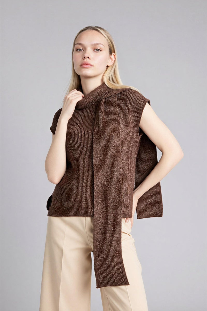 DeFacto Brown Woman Regular Fit Ribbed Vest Casual - Image 1