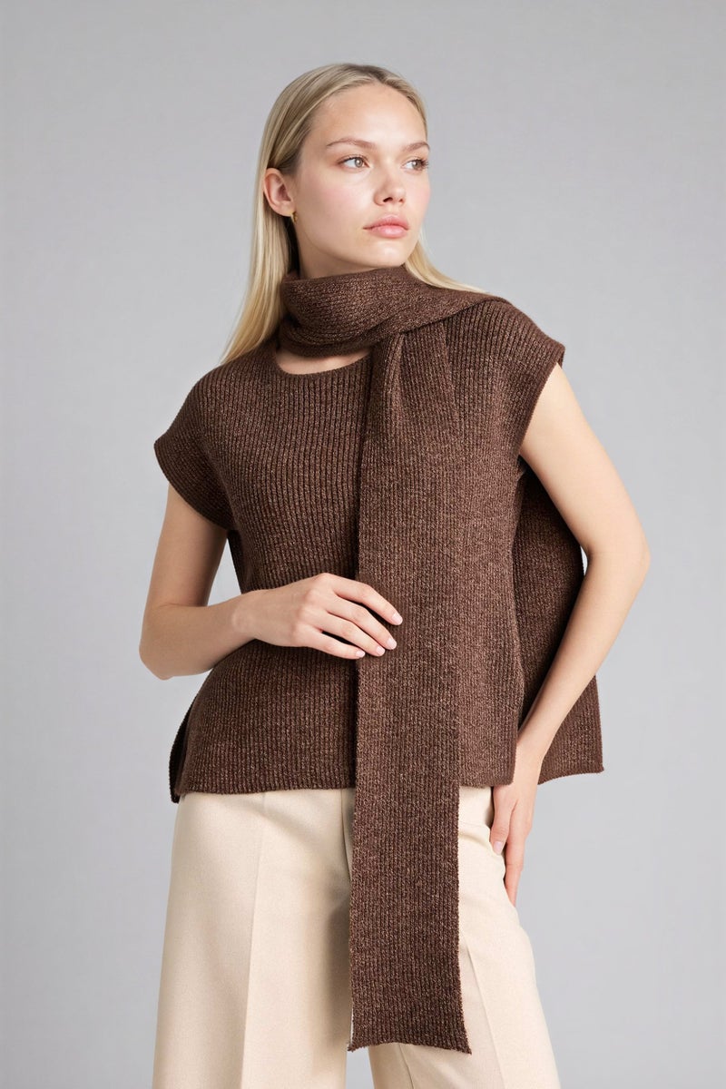 DeFacto Brown Woman Regular Fit Ribbed Vest Casual - Image 3