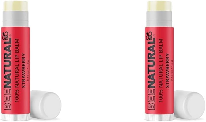Bee Natural 100 Natural Moisturising Lip Balm Strawberry Flavour 42 g Pack of 2