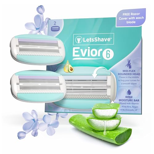 LetsShave Evior 6 Razor Blade Refills for Women (Pack of 2) | Mid-Flex Blades & Dual Moisture Bar infused with Aloe vera & Avacado | Bikini Area & Full Body Hair Removal Razor - Image 1