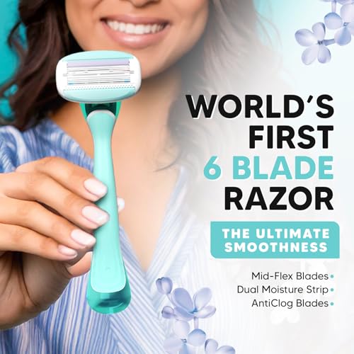 LetsShave Evior 6 Razor Blade Refills for Women (Pack of 2) | Mid-Flex Blades & Dual Moisture Bar infused with Aloe vera & Avacado | Bikini Area & Full Body Hair Removal Razor - Image 2