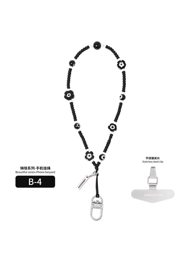 NIBEMINENT Phone Charm/ Chain Strap for Women Girls, Crystal Pearl Cell Phone Case Lanyard Wrist Strap