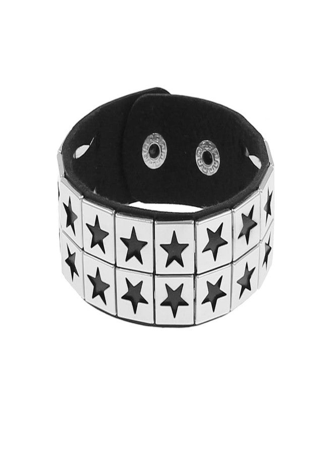 Cagzzee Punk Doo Rags - Cycling Bandana Skull Cap Biker Punk Studded Leather Cap Do Rag with 2 Bracelets Black - Image 3