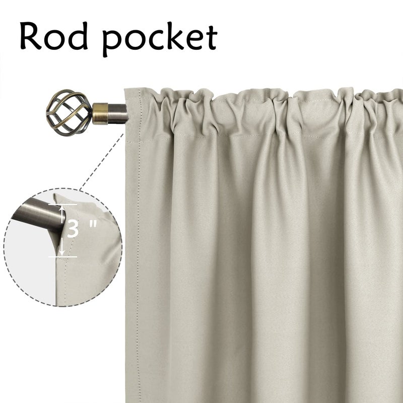 BGment بئسة قضيب جيب الستائر لغرفة النوم - الغرفة المعزولة الحرارية ستارة غامق لغرفة المعيشة الإبل 42 × 63 بوصة 2 لوحات - Image 3