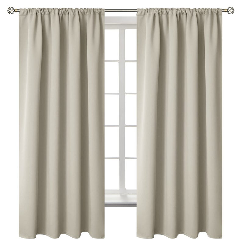 BGment بئسة قضيب جيب الستائر لغرفة النوم - الغرفة المعزولة الحرارية ستارة غامق لغرفة المعيشة الإبل 42 × 63 بوصة 2 لوحات - Image 1